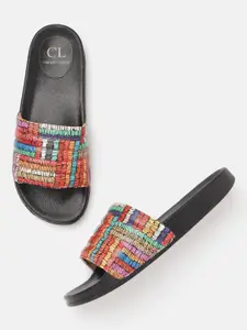 Carlton London Women Multicoloured Abstract Printed Quilted Sliders