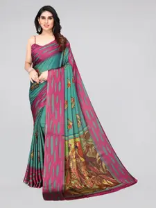 KALINI Green & Pink Floral Saree