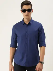 FOREVER 21 Men Navy Blue Solid Regular Fit Casual Shirt