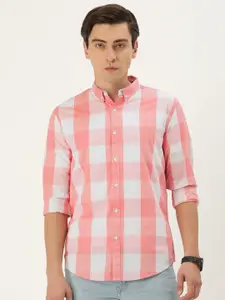 FOREVER 21 Men Pink Buffalo Checked Pure Cotton Casual Shirt
