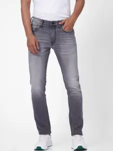 Jack & Jones Men Grey Low-Rise Mildly Distressed Heavy Fade Jeans