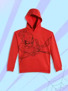 YK Marvel Boys Red & Black Spider-Man Printed cSweatshirt