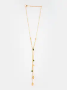 SHAYA Gold-Toned & Green Sterling Silver Gold-Plated Necklace