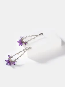 SHAYA Silver-Toned Contemporary Drop Earrings