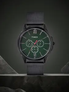Timex Men Green Dial & Black Bracelet Style Straps Analogue Watch TWEG165SMU05