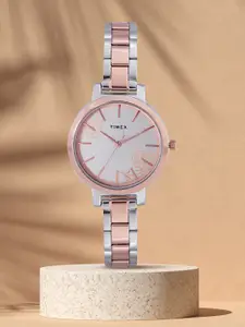 Timex Women Silver-Toned Dial & Multicoloured Bracelet Style Analogue Watch TWHL41SMU09