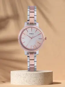 Timex Women Silver-Toned Dial & Multicoloured Bracelet Style Analogue Watch TWHL41SMU09