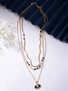 ToniQ Women White & Gold-Toned Evileye Layered Necklace Necklace