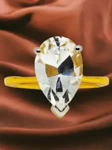 HIFLYER JEWELS  Gold-Plated White Topaz Studded Ring