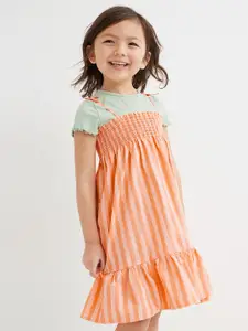 H&M Girls Orange Smocked Cotton Dress