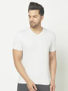 THE DAILY OUTFITS Men White V-Neck T-shirt