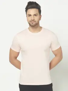 THE DAILY OUTFITS Men Peach-Coloured Applique T-shirt