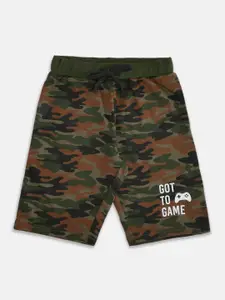 Pantaloons Junior Boys Olive Green Camouflage Printed Shorts