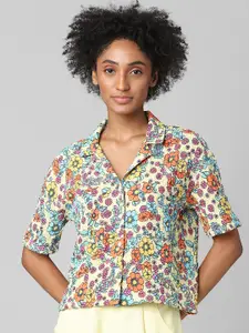 ONLY Women White Floral Printed Casual Shirt