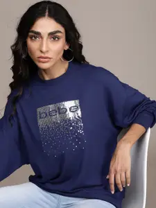 bebe Women Blue Brand Logo Sweatshirt