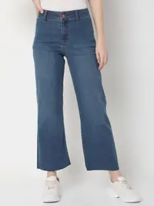 Vero Moda Women Blue Flared High-Rise Light Fade Jeans