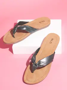 Inc 5 Women Gunmetal-Toned Bows Flats