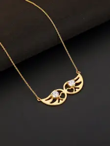 GIVA Gold-Toned & White Sterling Silver Gold-Plated Necklace