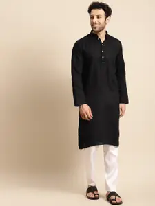 RAJUBHAI HARGOVINDAS Men Black Pastels Kurta