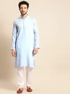 RAJUBHAI HARGOVINDAS Men Blue Pastels Kurta