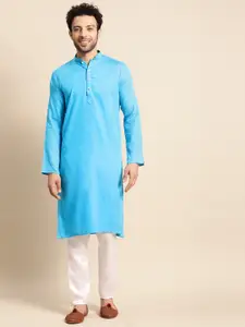 RAJUBHAI HARGOVINDAS Men Blue Pastels Kurta