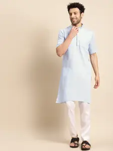 RAJUBHAI HARGOVINDAS Men Blue Pastels Kurta