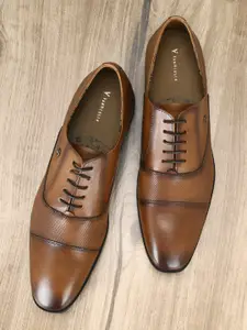 Van Heusen Men Brown Solid Leather Formal Brogues