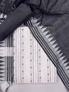 Kvsfab Black & White Unstitched Dress Material