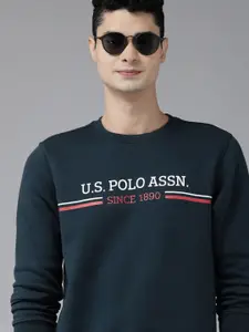 U.S. Polo Assn. U S Polo Assn Men Navy Blue Brand Logo Printed Sweatshirt