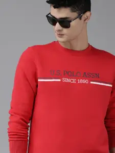 U.S. Polo Assn. U S Polo Assn Men Red Brand Logo Printed Sweatshirt