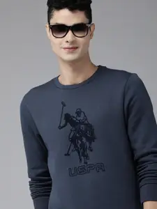 U.S. Polo Assn. Denim Co. Men Blue Brand Logo Printed Sweatshirt