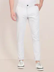 U.S. Polo Assn. Men Grey Solid Slim Fit Corduroy Trousers