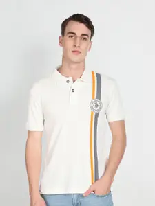 U.S. Polo Assn. Denim Co. U S Polo Assn Denim Co Men White Striped Polo Collar Slim Fit T-shirt