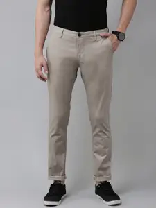 U.S. Polo Assn. U S Polo Assn Men Beige Printed Slim Fit Regular Trousers