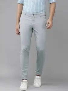 U.S. Polo Assn. U S Polo Assn Men Grey Slim Fit Mid-Rise Corduroy Trousers