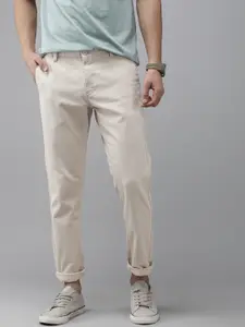 U.S. Polo Assn. U S Polo Assn Men Self Design Textured Slim Fit Smart Casual Corduroy Trousers