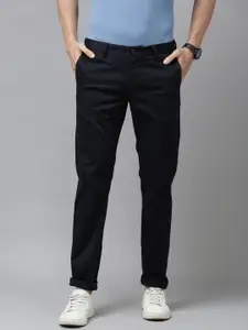 U.S. Polo Assn. Men Navy Blue Slim Fit Regular Trousers
