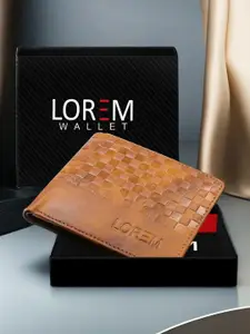 LOREM Men Orange Textured Two Fold Wallet with SIM Card Holder