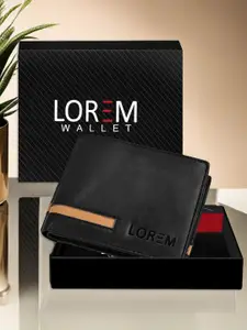 LOREM Men Black Two Fold Wallet with SIM Card Holder