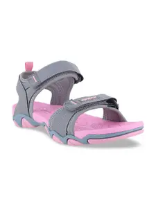 Sparx Women Grey  and pink Solid Floater Sandals