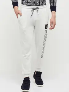 max Men White Typography Printed Joggers