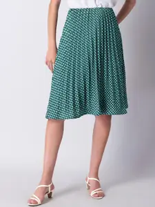 FabAlley Women Green Printed Accordion Pleated A-Line Skirts