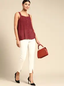 all about you Women Maroon Solid Top