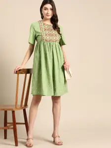 all about you Ethnic Motifs Embroidered A-Line Dress
