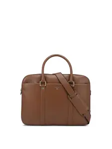 Da Milano Men Brown Leather Laptop Bag