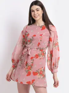 La Zoire Pink Floral Georgette Dress
