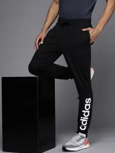ADIDAS Black & White Brand Logo Print Track Pants