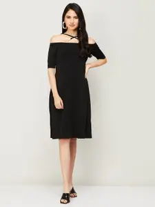 CODE By Lifestyle Black Off-Shoulder A-Line Dress