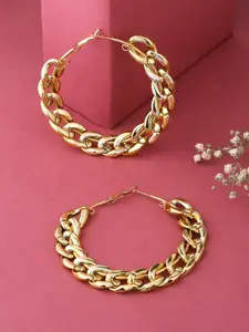 kashwini Gold-Toned Contemporary Hoop Earrings