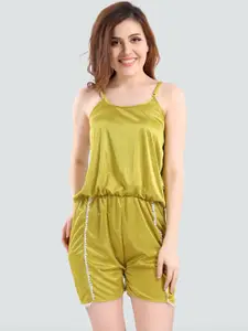 Romaisa Women Olive Green Jumpsuit Nightdress